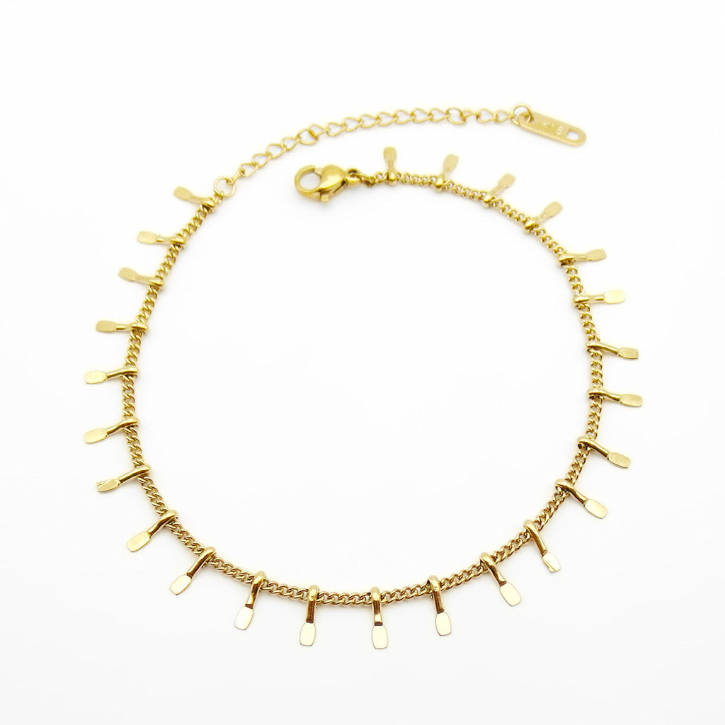 Stainless Steel Mini Paddle Charm Anklet