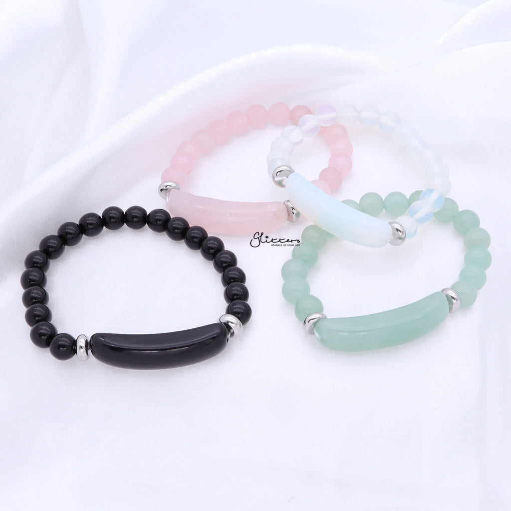 Black Agate Semi Precious Stone Bracelet-Bracelets-4-Glitters