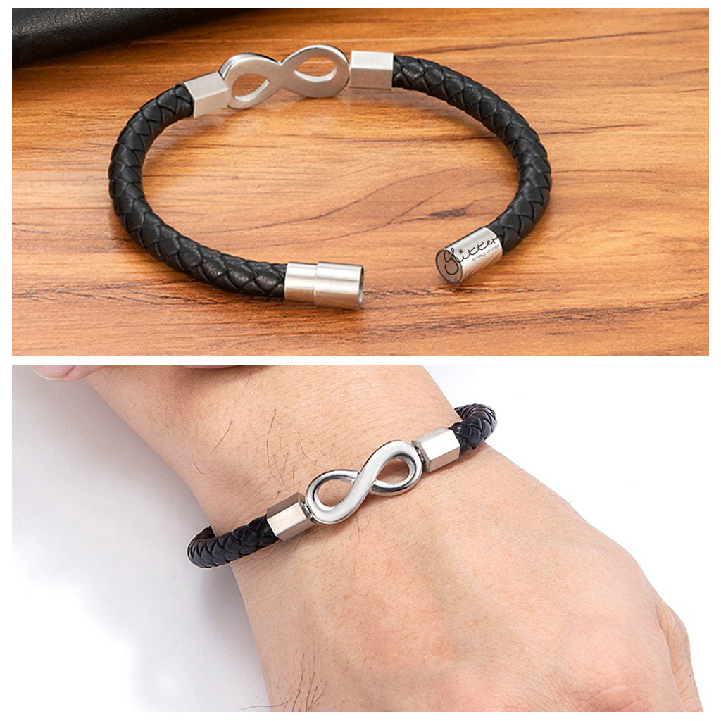 Infinity Pattern Single-Band Leather Bracelet-Leather Bracelets-5-Glitters