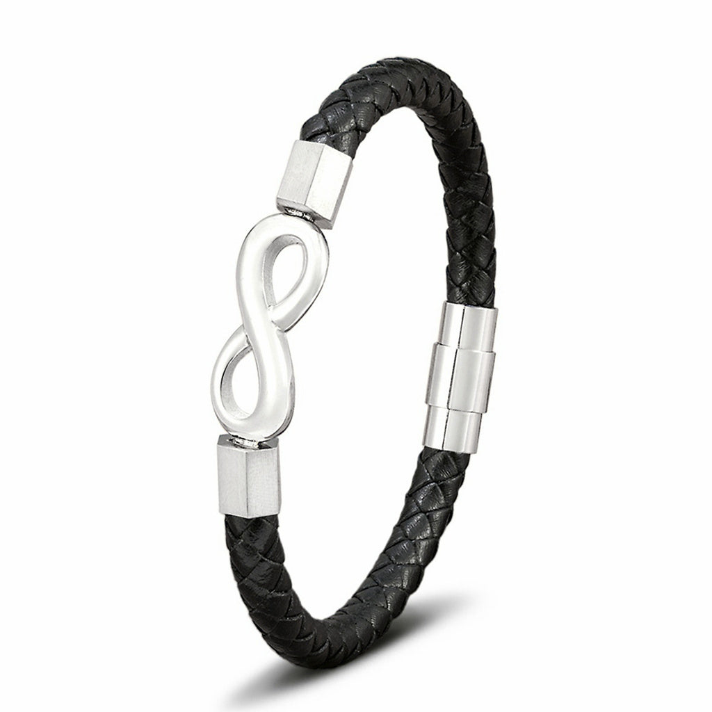 Infinity Pattern Single-Band Leather Bracelet-Leather Bracelets-1-Glitters