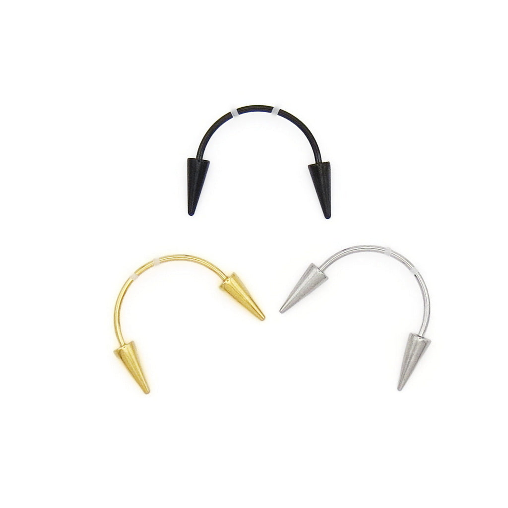 Spike Ends Smiley Piercing Vampire Fangs Horseshoe Circular Barbell-Horseshoes-1-Glitters
