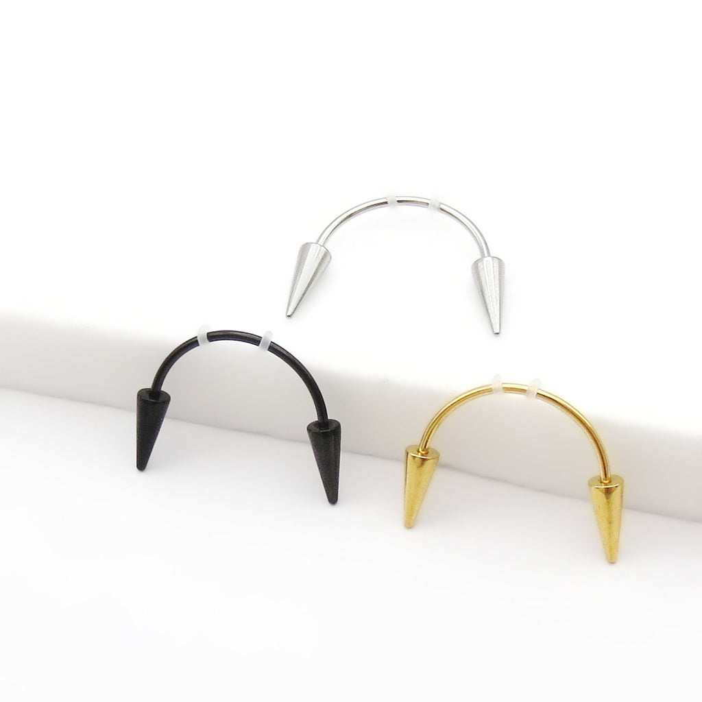 Spike Ends Smiley Piercing Vampire Fangs Horseshoe Circular Barbell-Horseshoes-2-Glitters
