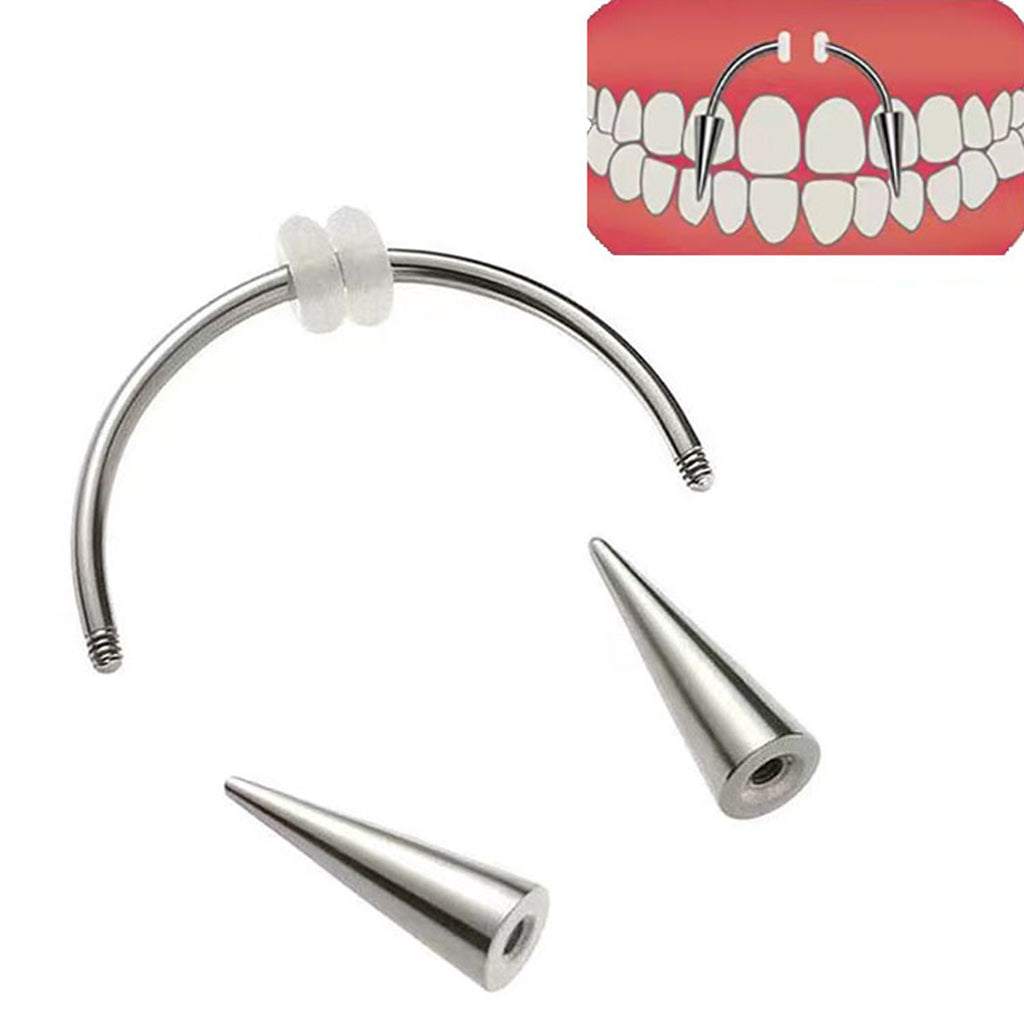 Spike Ends Smiley Piercing Vampire Fangs Horseshoe Circular Barbell-Horseshoes-3-Glitters