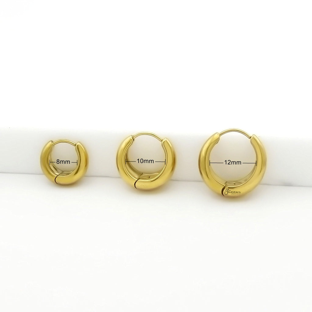 Stainless Steel Tapered Huggie Hoop Earrings - Gold-Earrings-3-Glitters
