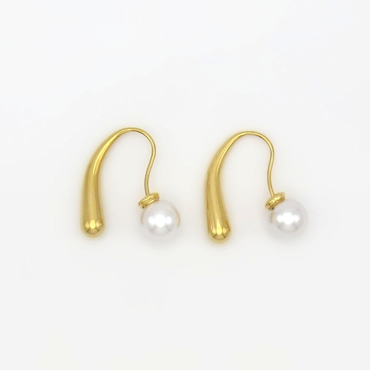 Stainless Steel Liquid Drop Pearl Hook Earrings-Earrings-5-Glitters