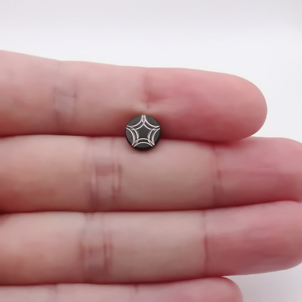 Stainless Steel Engraved Starburst Fake Plug Earring