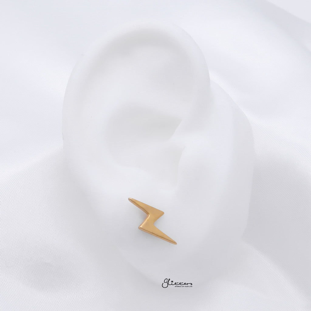 Stainless Steel Lightning Bolt Fake Plug - Gold-Fake Plugs-2-Glitters
