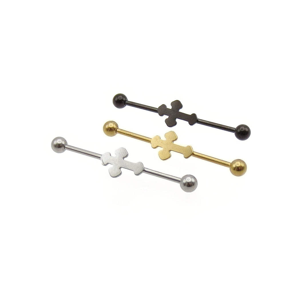 316L Surgical Steel Cross Industrial Barbell