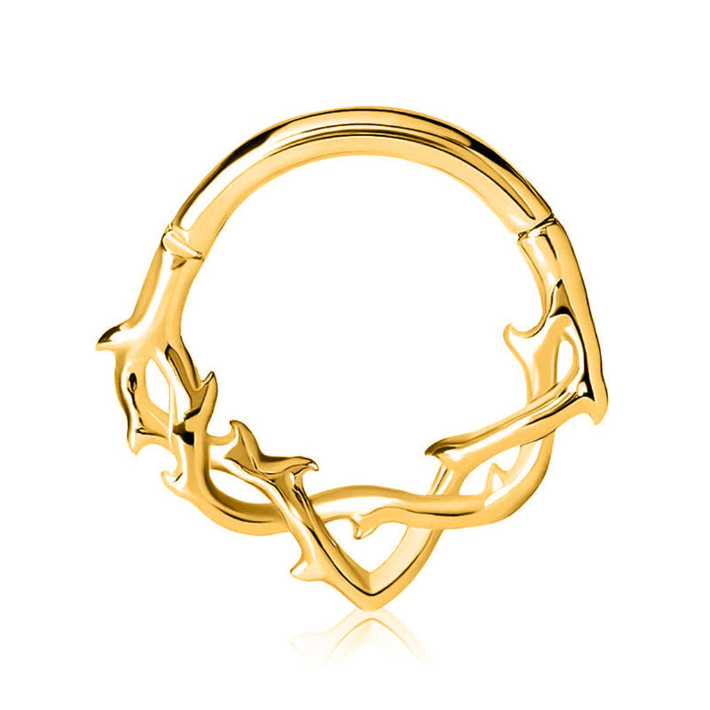 Twisted Thorns Hinged Segment Hoop Ring - Gold-Septum Rings-1-Glitters
