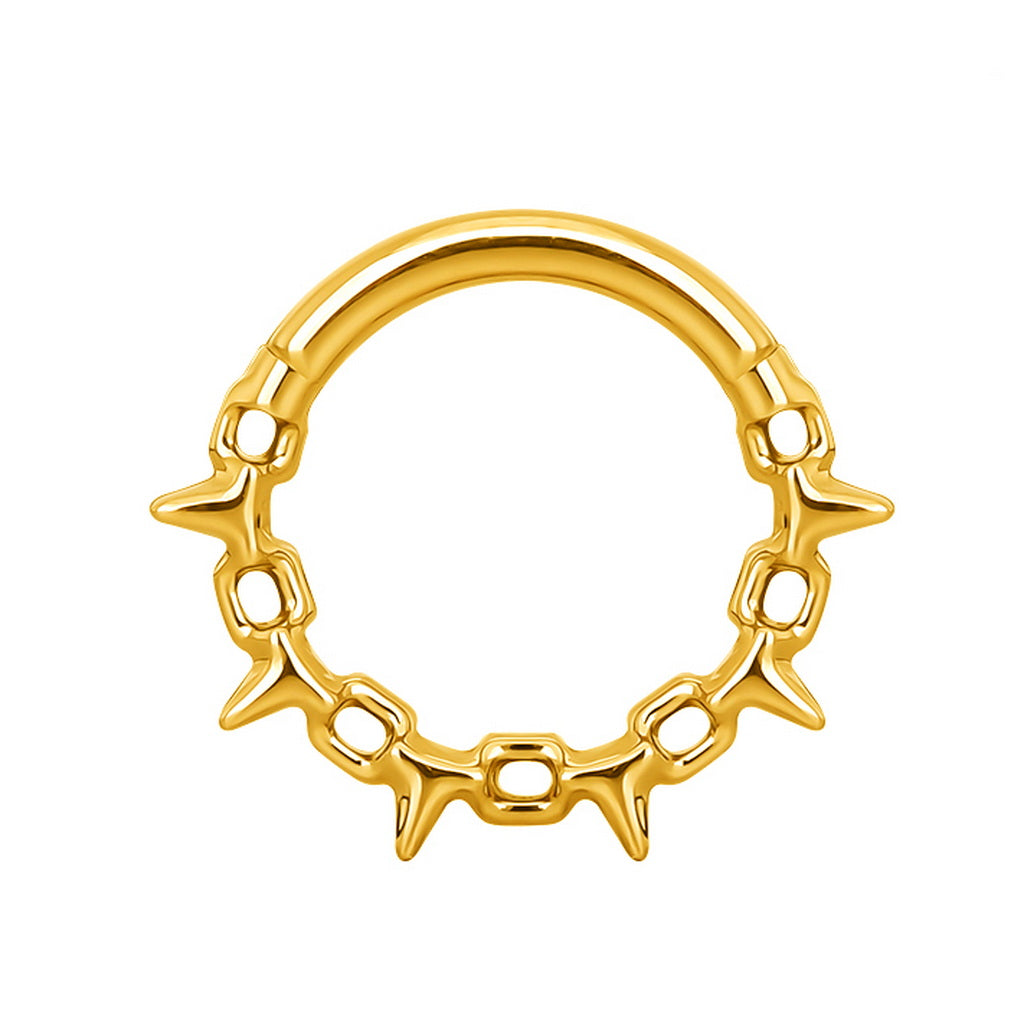 Spikes Chain Link Hinged Segment Hoop Ring - Gold-Septum Rings-1-Glitters