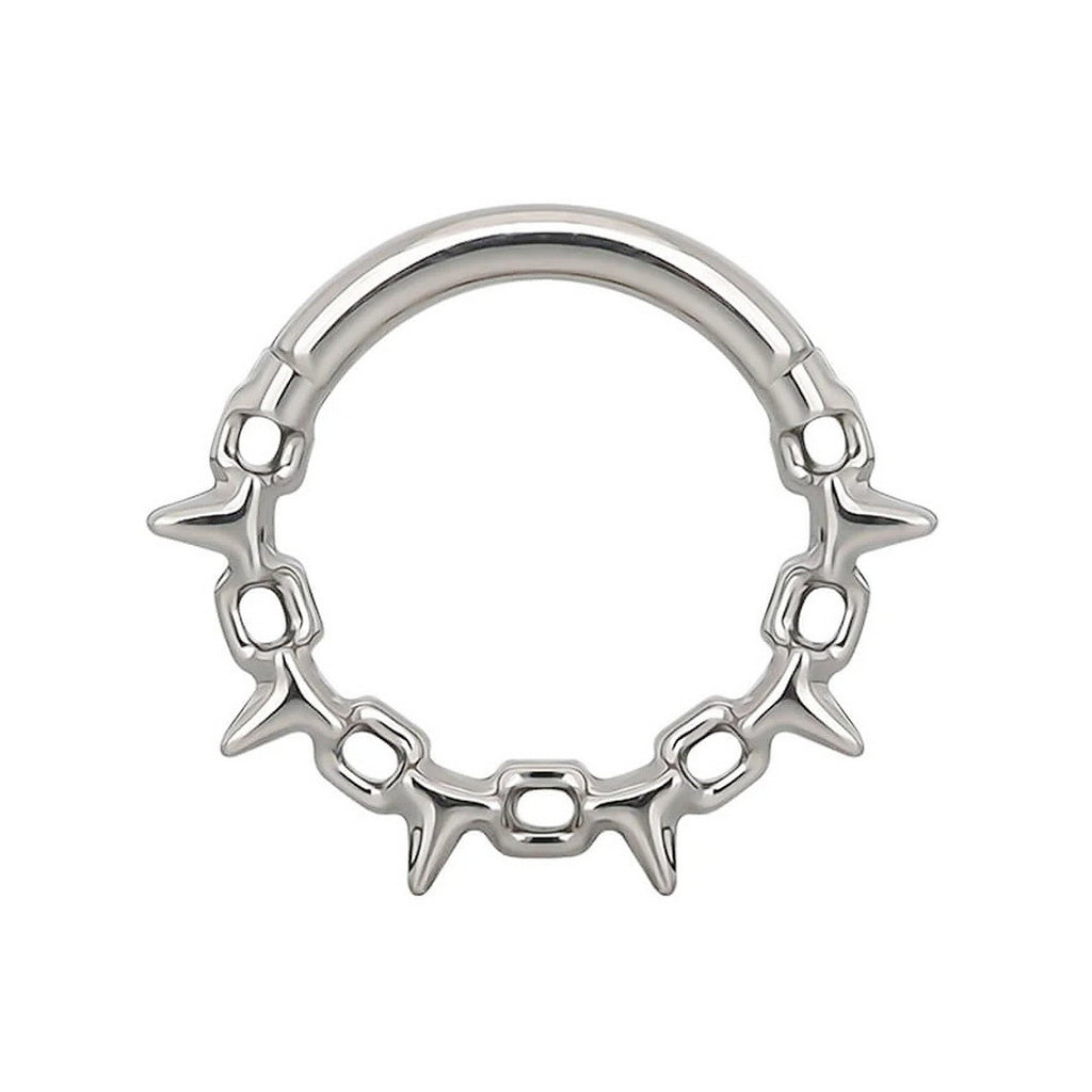 Spikes Chain Link Hinged Segment Hoop Ring - Silver-Septum Rings-1-Glitters