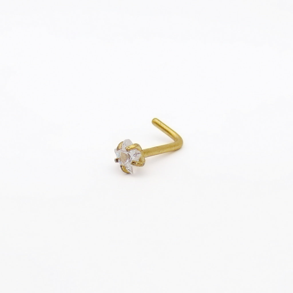 3mm Star C.Z L Bend Nose Stud