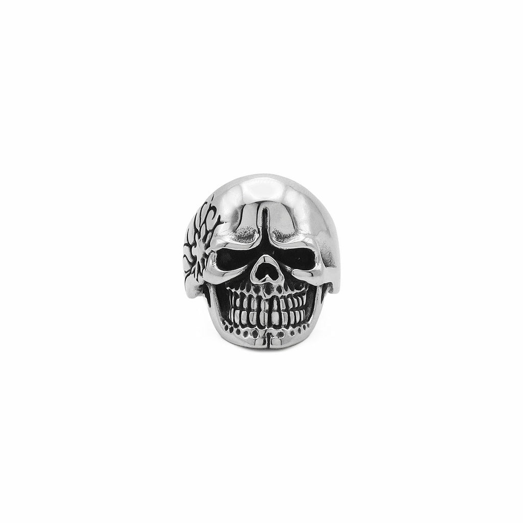 Stainless Steel Skull Ring with Tribal Pattern-Stainless Steel Rings-1-Glitters
