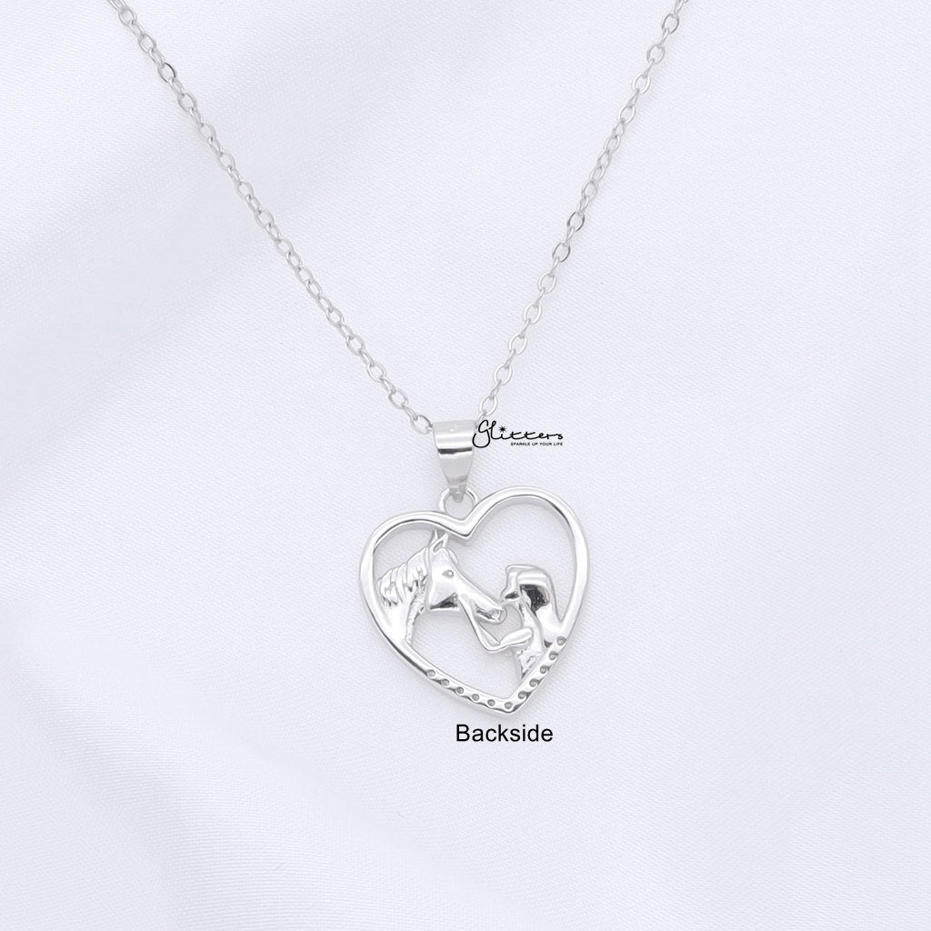 Sterling Silver Girl and Horse Necklace-Sterling Silver Necklaces-3-Glitters