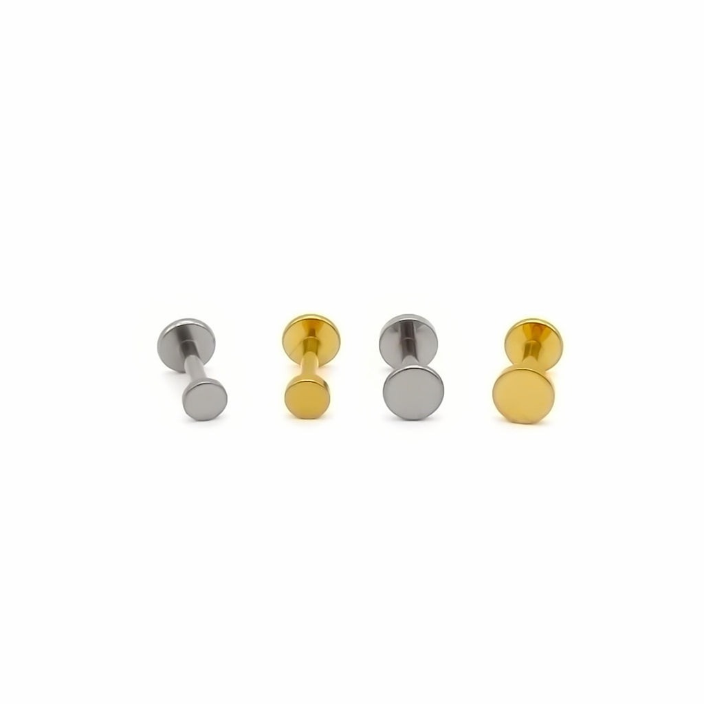 Minimalist Round Flat Disc Titanium Flat Back Stud Earring