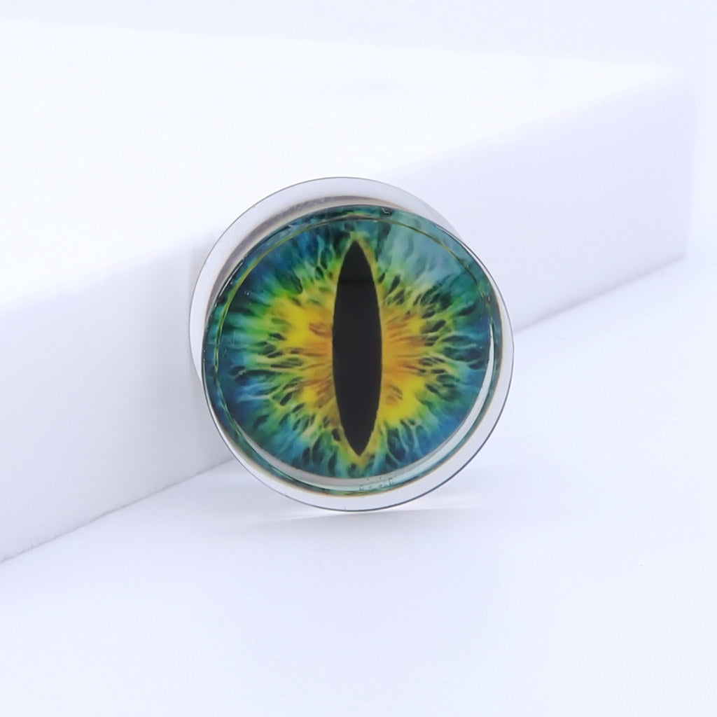 Snake Eye Inlaid Acrylic Saddle Plugs-Tunnels-1-Glitters