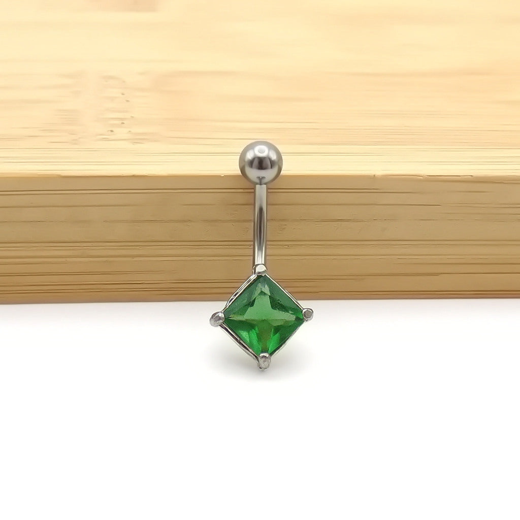 Square CZ Belly Button Rings-Belly Rings-4-Glitters