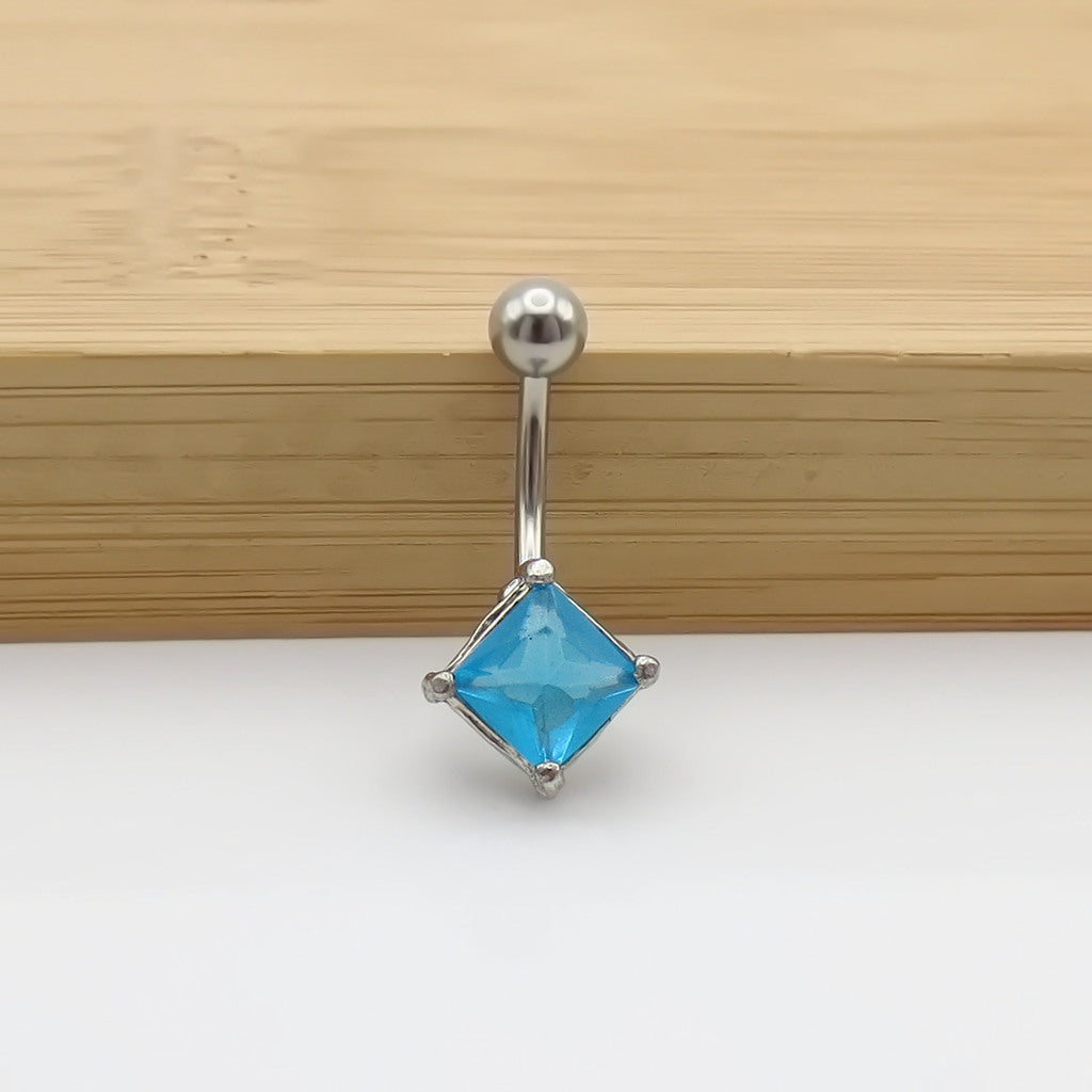 Square CZ Belly Button Rings-Belly Rings-5-Glitters