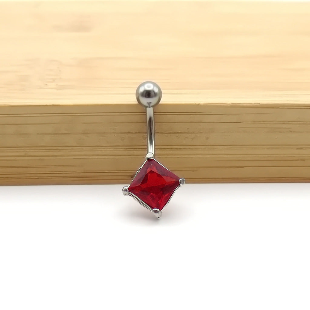 Square CZ Belly Button Rings-Belly Rings-3-Glitters