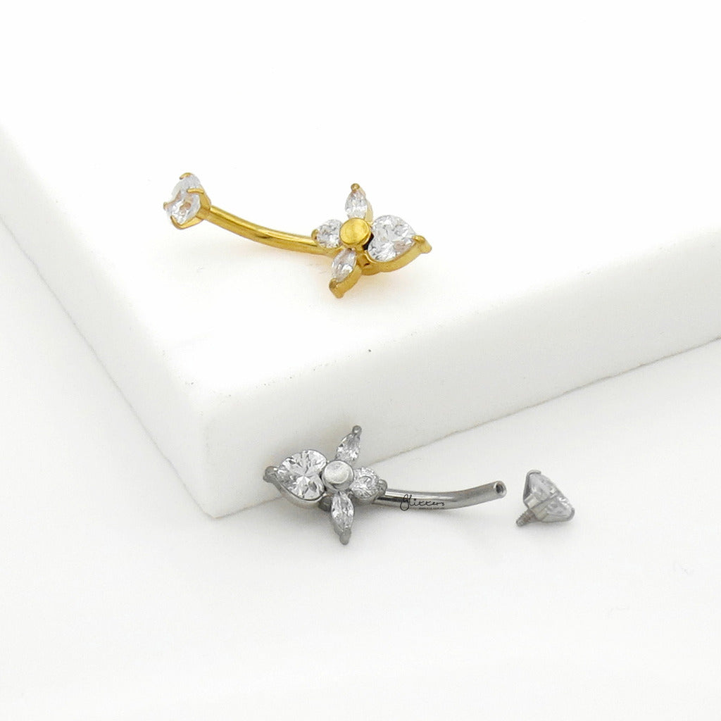 CZ Angel Belly Button Navel Ring - Gold-Belly Rings-2-Glitters