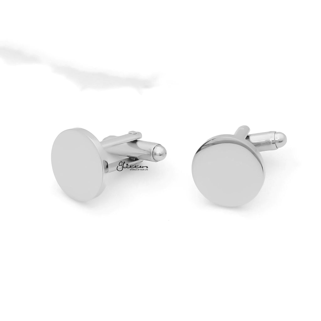 Stainless Steel Round Cufflinks-Cufflinks-1-Glitters