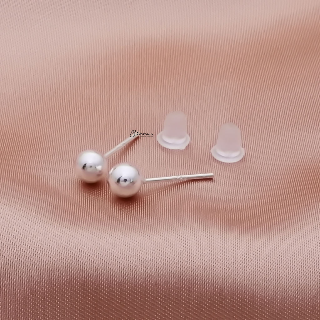 925 Sterling Silver Plain Ball Stud Earrings - Silver-Stud Earrings-5-Glitters
