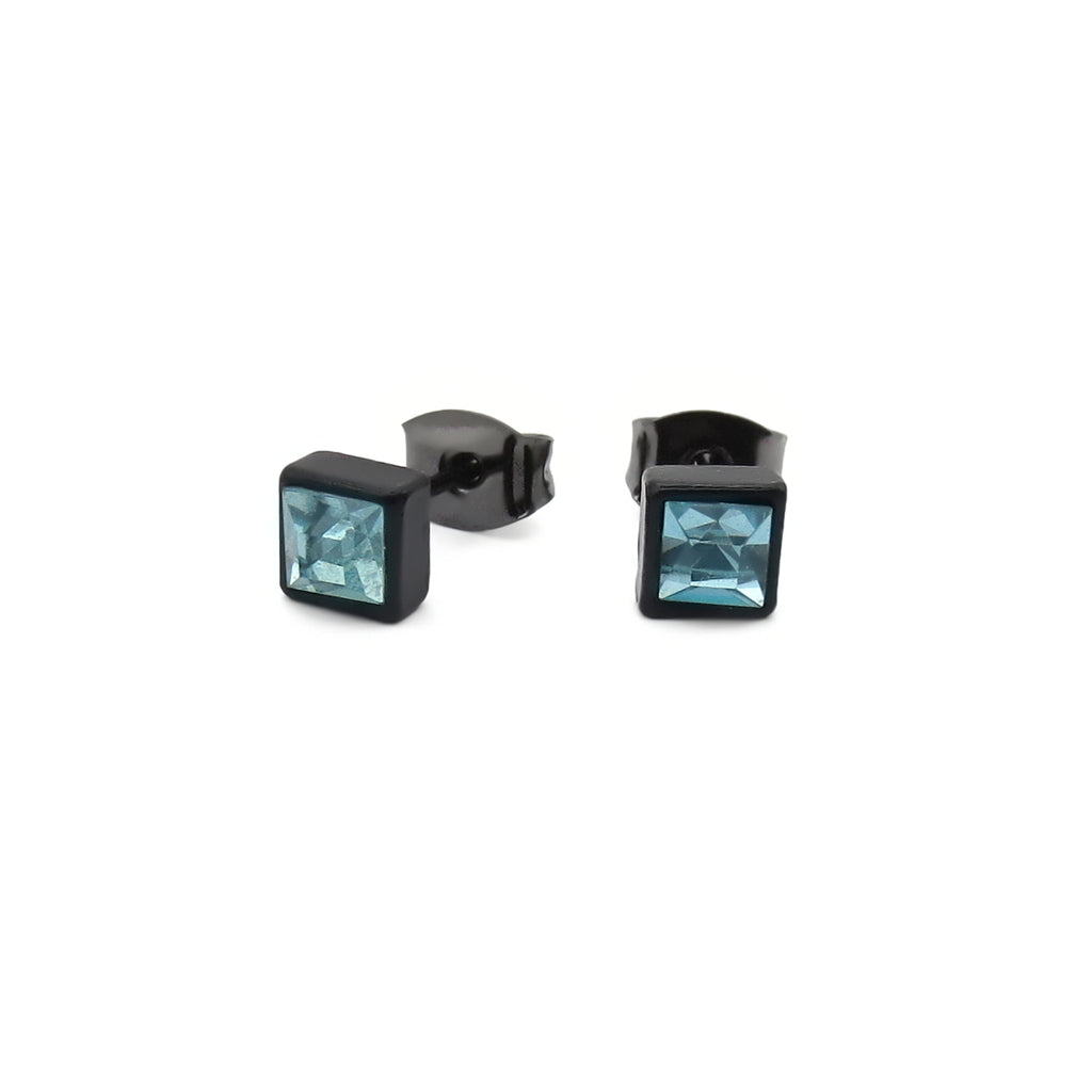 Square Crystal Black Stud Earrings-Stud Earrings-2-Glitters