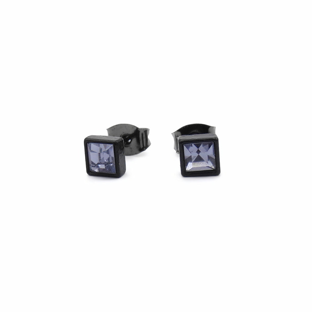 Square Crystal Black Stud Earrings-Stud Earrings-6-Glitters