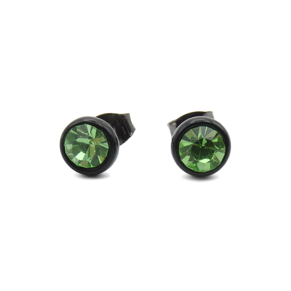 Round Crystal Black Stud Earrings-Stud Earrings-3-Glitters
