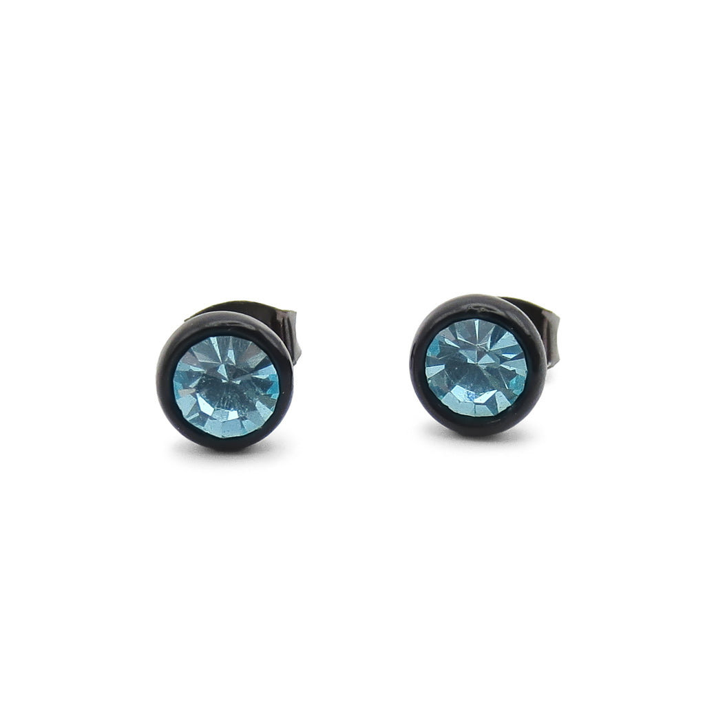 Round Crystal Black Stud Earrings-Stud Earrings-2-Glitters
