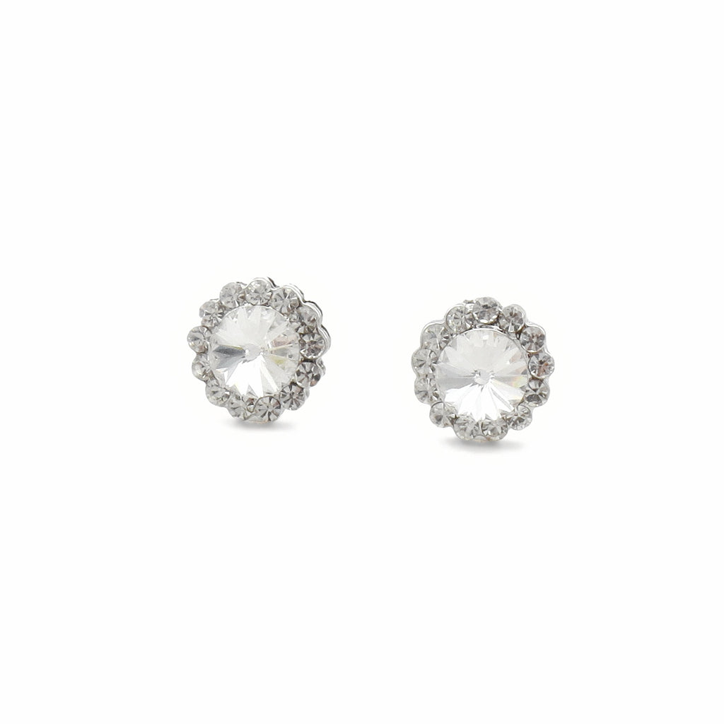 Round Halo Crystal Stud Earrings-Stud Earrings-1-Glitters