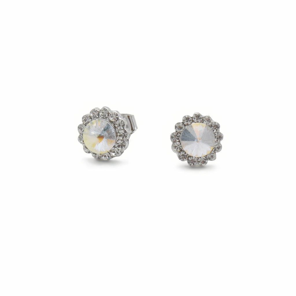 Round Halo Crystal Stud Earrings-Stud Earrings-3-Glitters