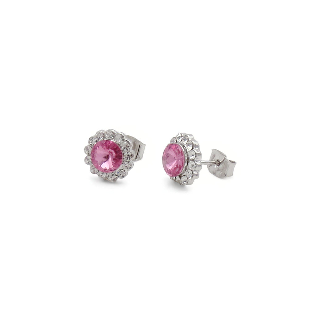 Round Halo Crystal Stud Earrings-Stud Earrings-2-Glitters