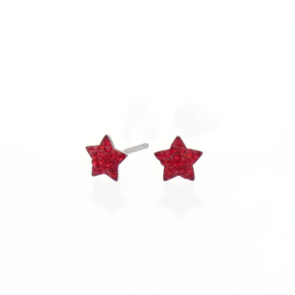 Sterling Silver Pave Crystal Star Stud Earrings-Earrings-4-Glitters