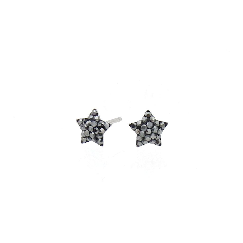 Sterling Silver Pave Crystal Star Stud Earrings-Earrings-3-Glitters