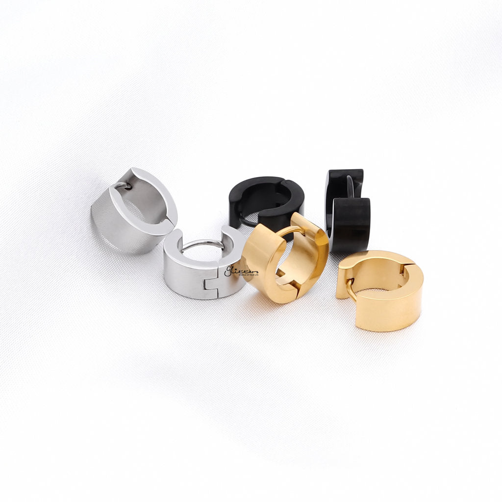 Men's Stainless Steel Huggie Hoop Earrings - 6X9-Hoop Earrings-3-Glitters