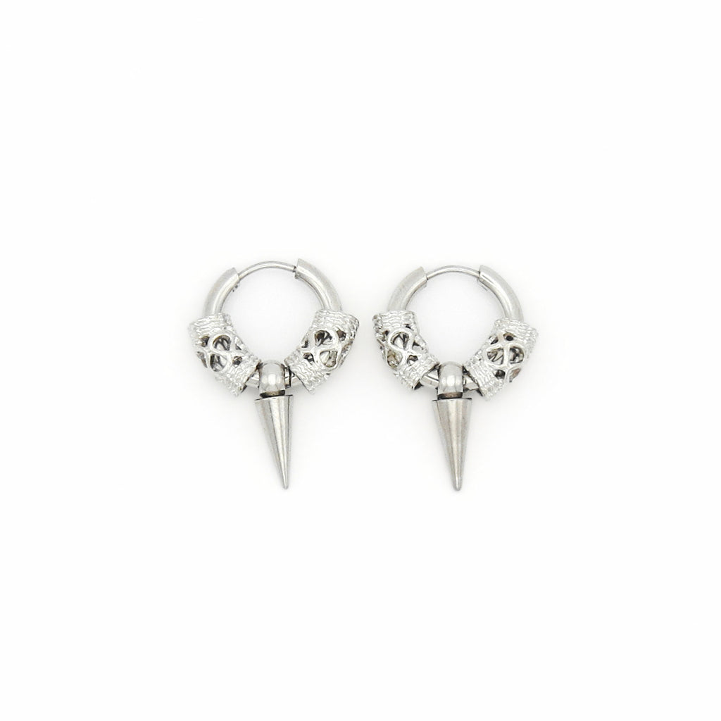 Stainless Steel Tibetan Style Spike Clicke Hoop Earrings-Earrings-2-Glitters