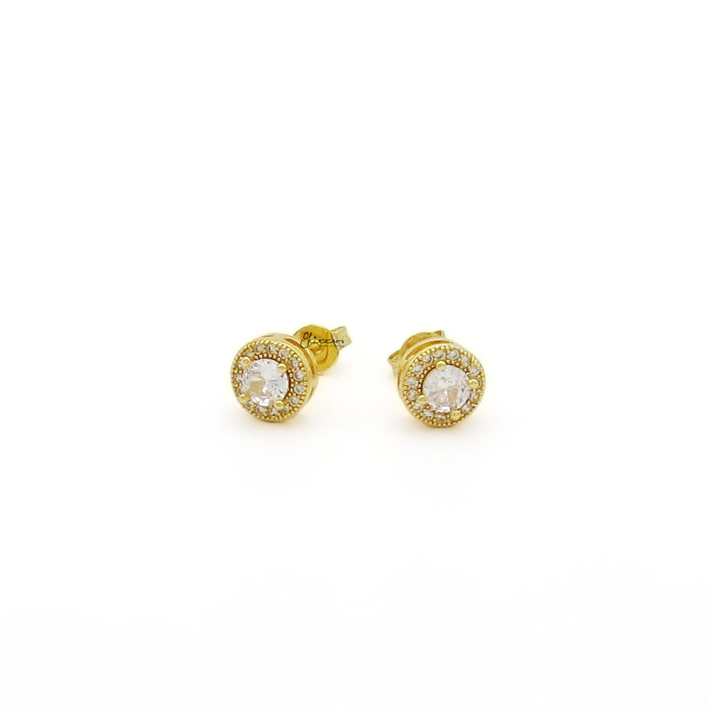 Iced Out Round Halo CZ Stud Earrings-Stud Earrings-5-Glitters