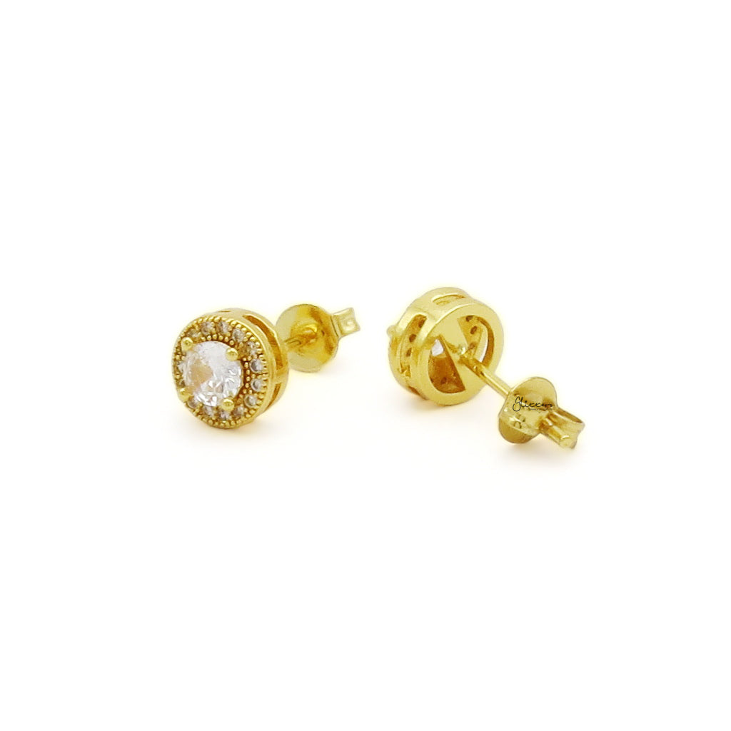 Iced Out Round Halo CZ Stud Earrings-Stud Earrings-3-Glitters