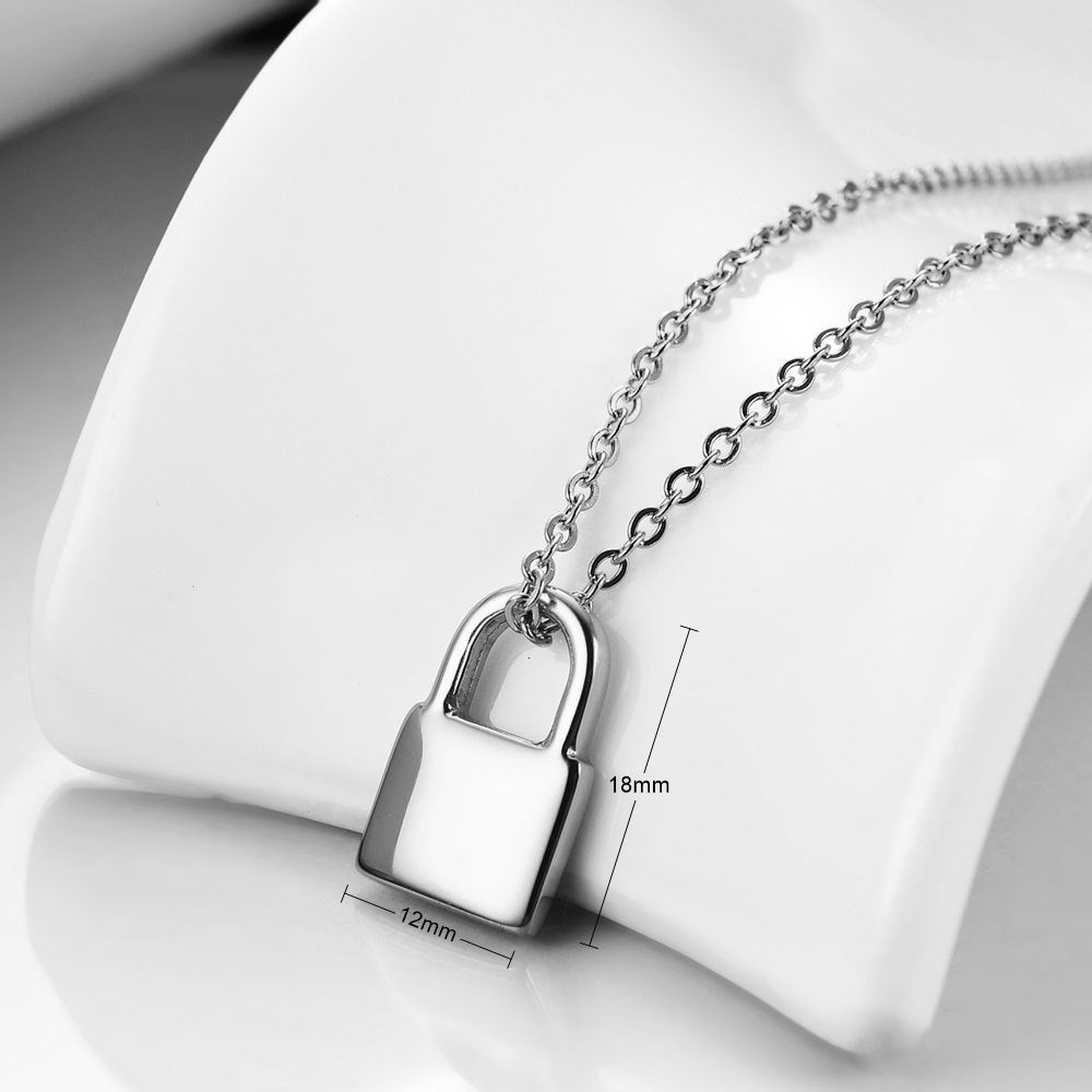 Stainless Steel Square Padlock Necklace