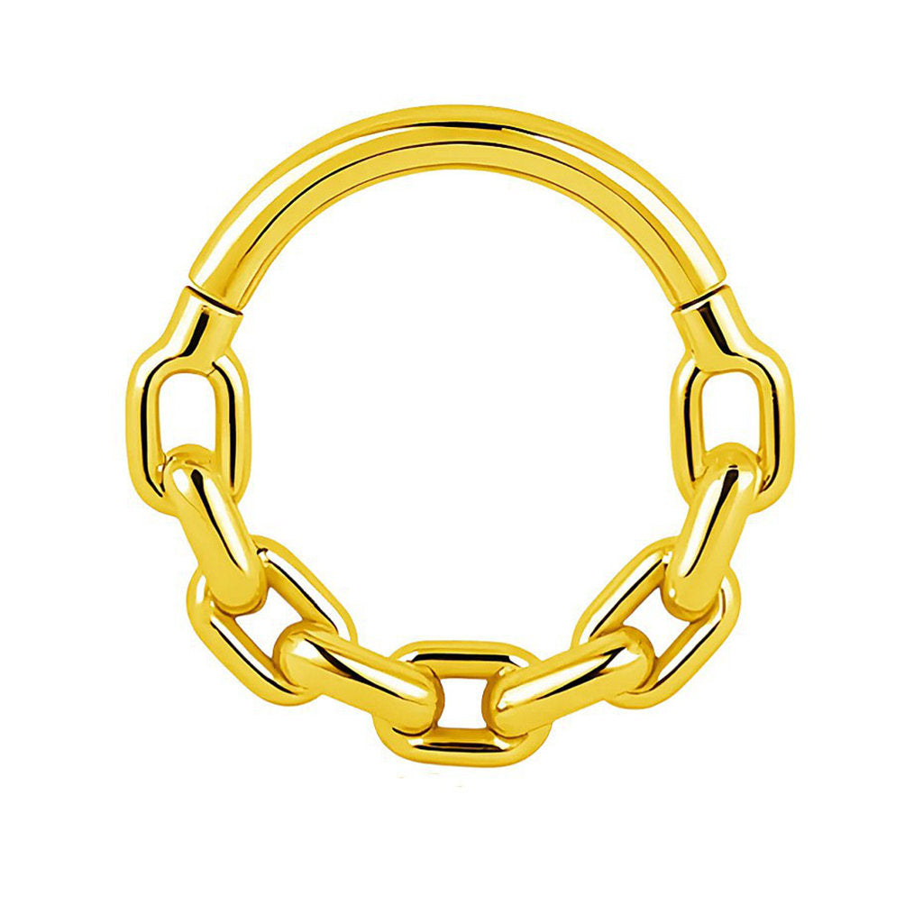 Chain Link Hinged Segment Hoop Ring - Gold-Septum Rings-1-Glitters