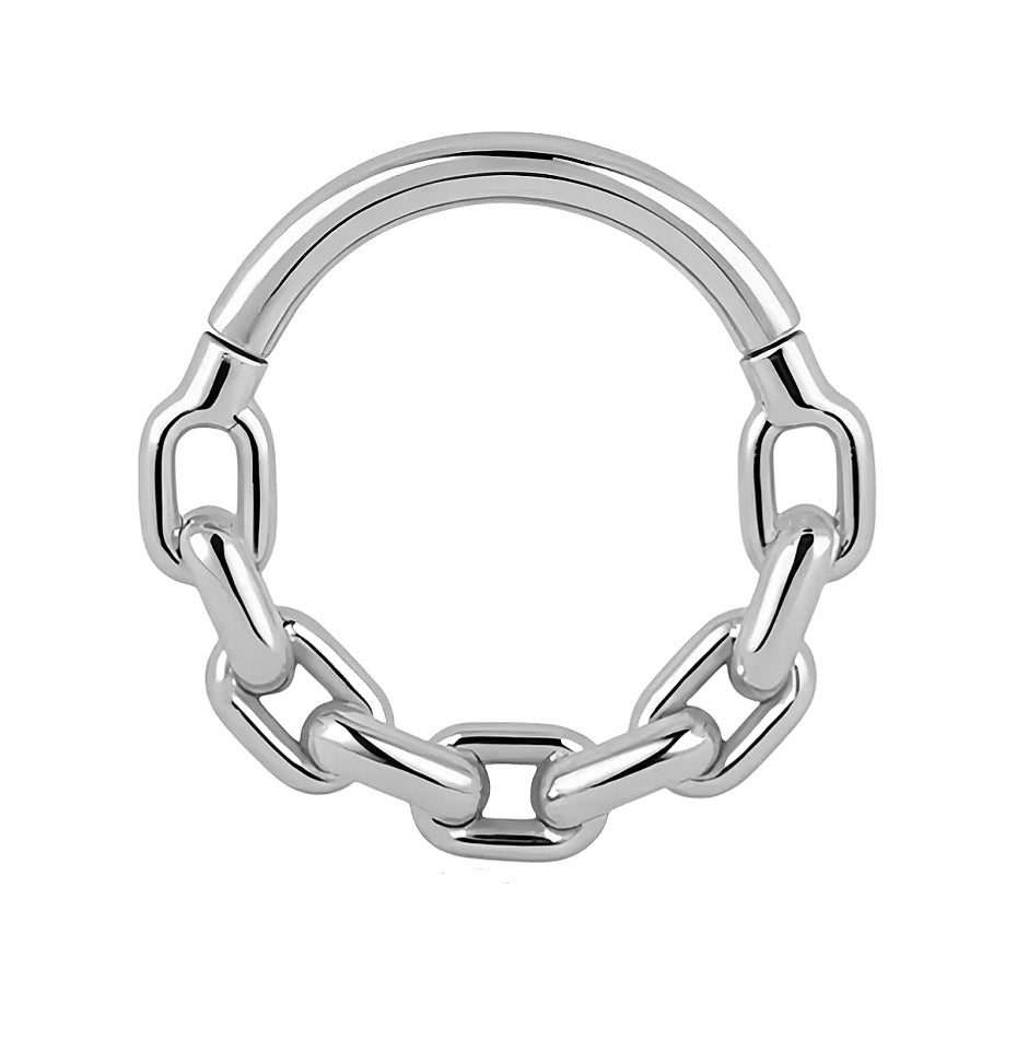 Chain Link Hinged Segment Hoop Ring - Silver-Septum Rings-1-Glitters