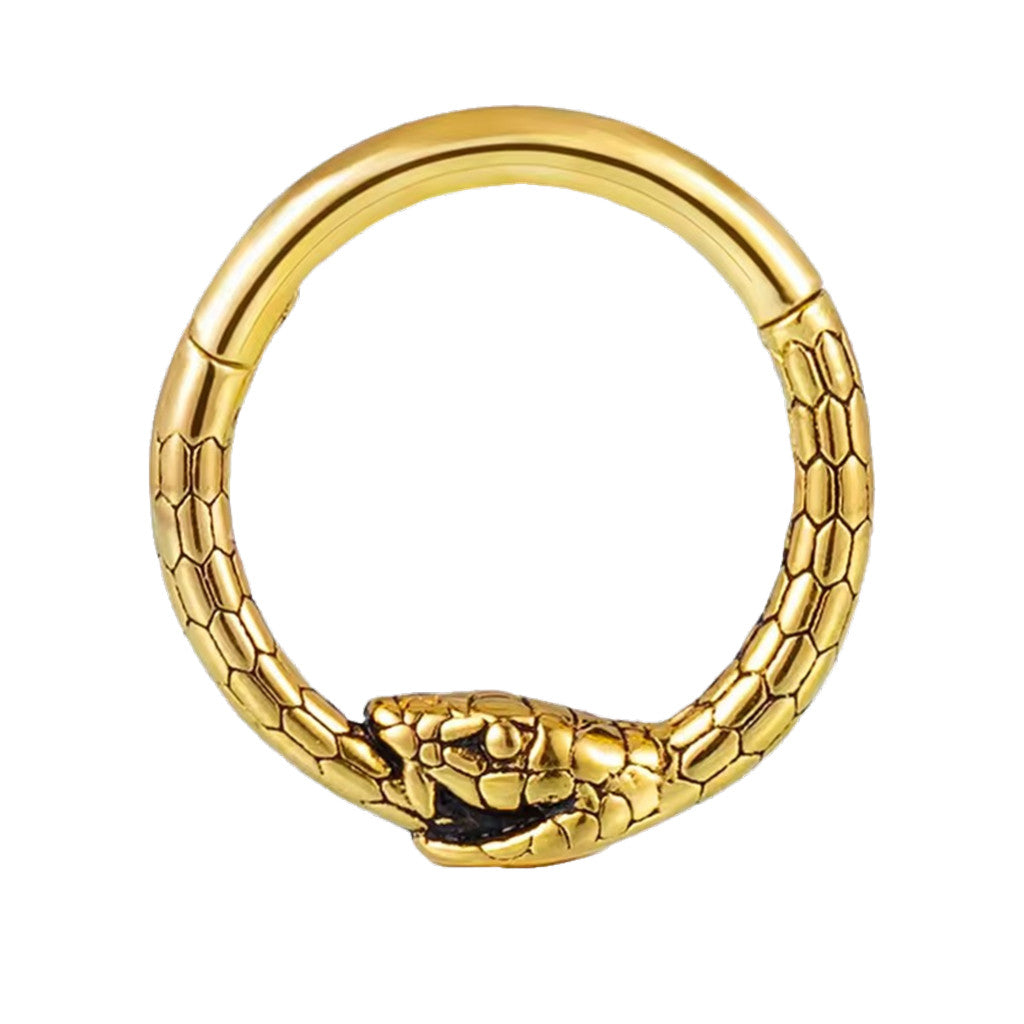 Snake Hinged Segment Hoop Ring - Gold-Septum Rings-1-Glitters