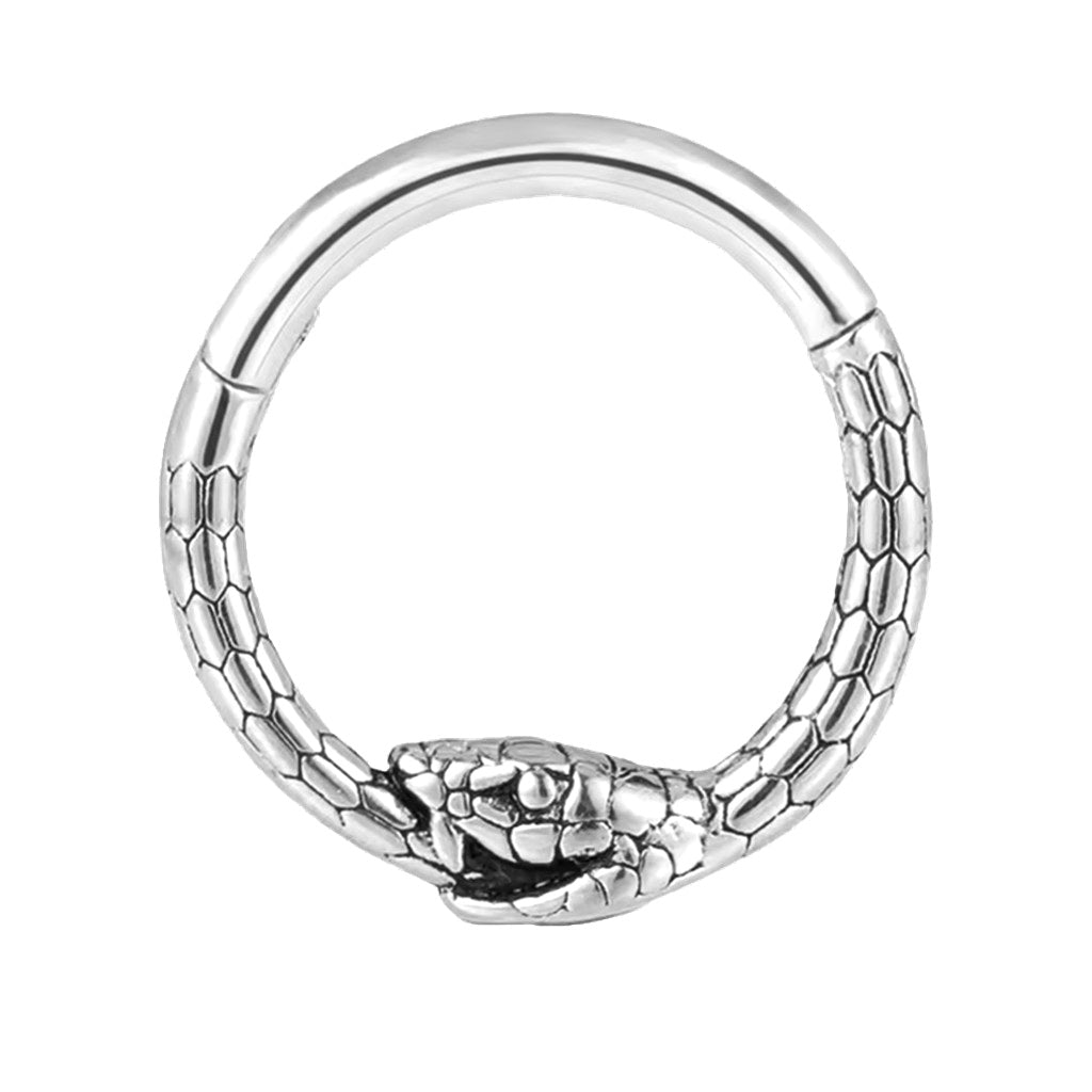 Snake Hinged Segment Hoop Ring - Silver-Septum Rings-1-Glitters
