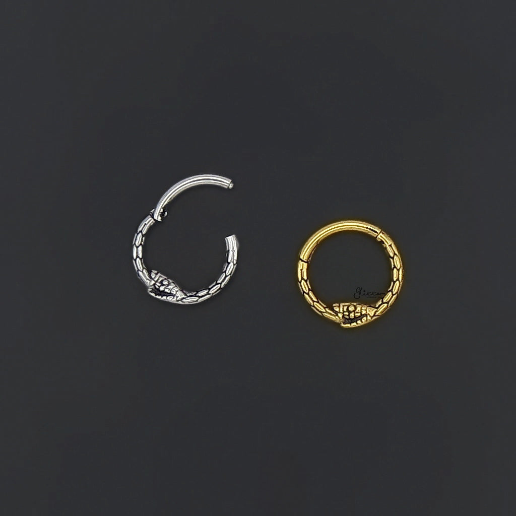 Snake Hinged Segment Hoop Ring - Gold-Septum Rings-2-Glitters