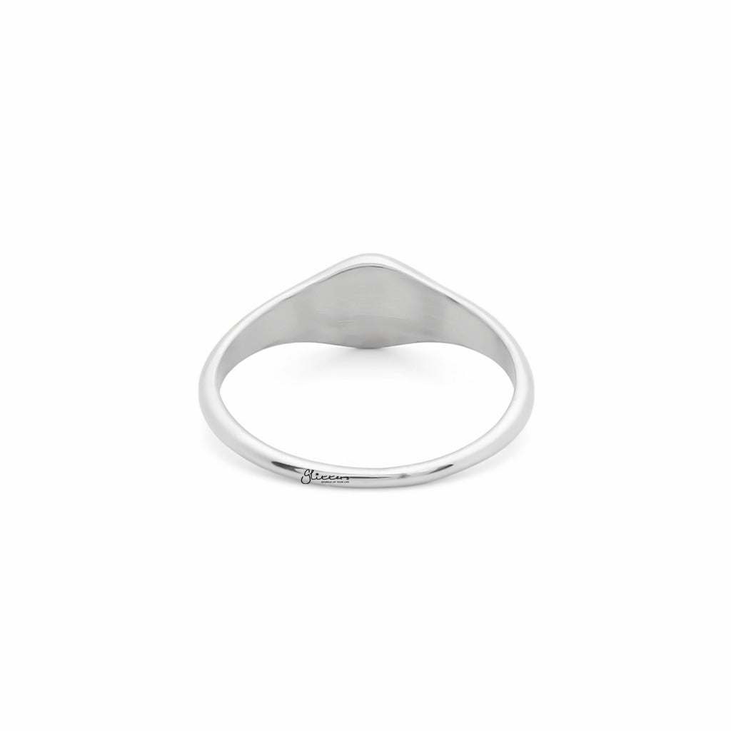 Stainless Steel Oval Sunburst Signet Ring - Silver-Stainless Steel Rings-3-Glitters