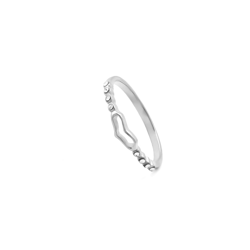 Stainless Steel Hollow Heart Ring - Silver-Stainless Steel Rings-2-Glitters