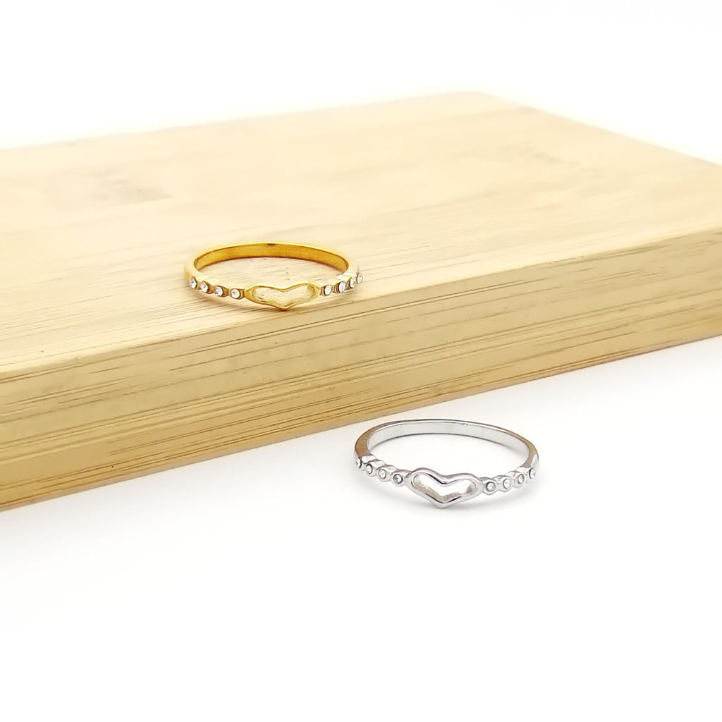Stainless Steel Hollow Heart Ring - Gold-Stainless Steel Rings-3-Glitters