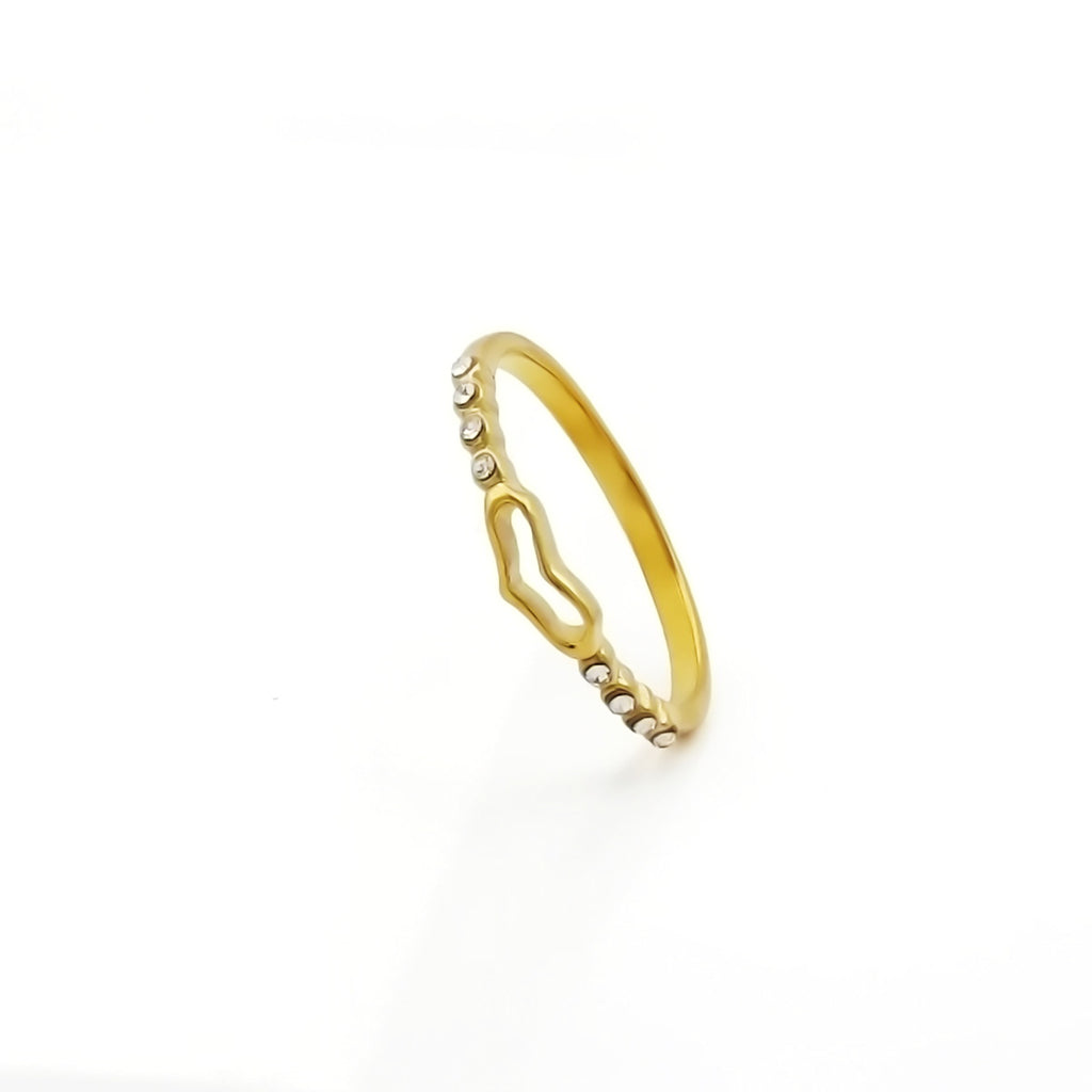 Stainless Steel Hollow Heart Ring - Gold-Stainless Steel Rings-1-Glitters