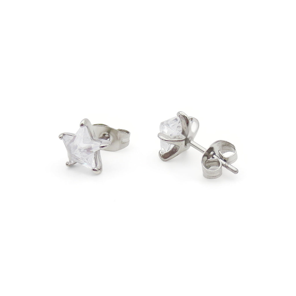 Star CZ Stainless Steel Stud Earrings-Stud Earrings-3-Glitters